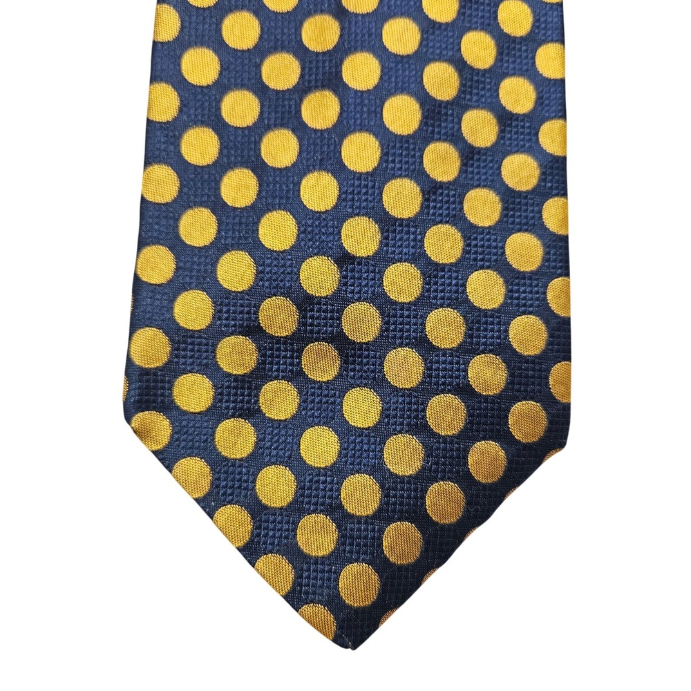 Jos. A. Bank Tie Mens Extra‎ Long Gold Navy Blue Polka Dot Premier Collection